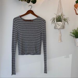 Gray and white striped sweater